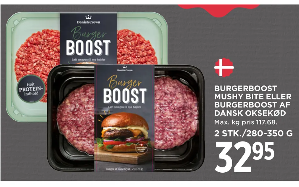 Burgerboost Mushy Bite Eller Burgerboost Af Dansk Oksekød