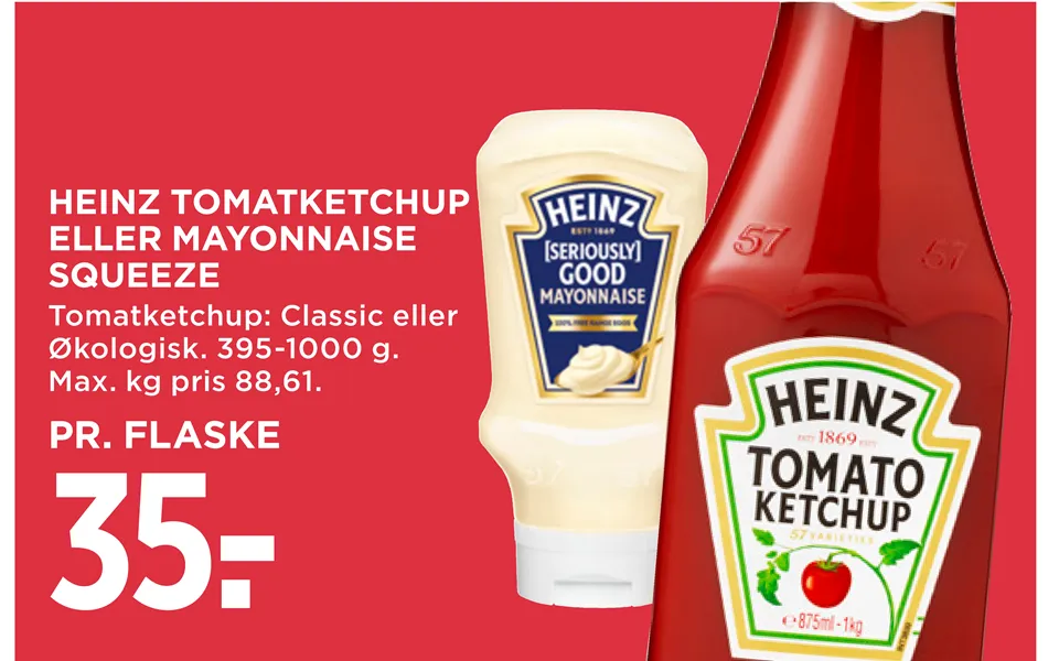 Heinz Tomatketchup Eller Mayonnaise Squeeze