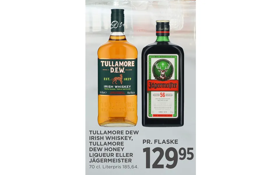 Tullamore Dew Irish Whiskey, Tullamore Dew Honey Liqueur Eller J Ägermeister