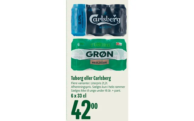 Tuborg or carlsberg 6 x 33 cl product image