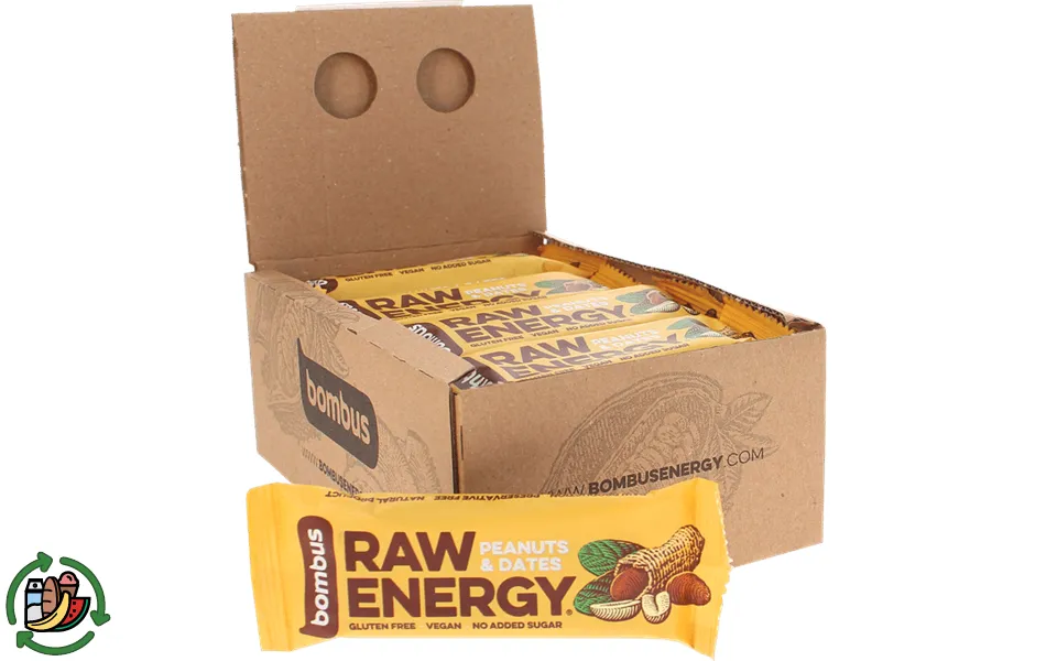Bombus raw energy energibar peanuts & dates 20-pak