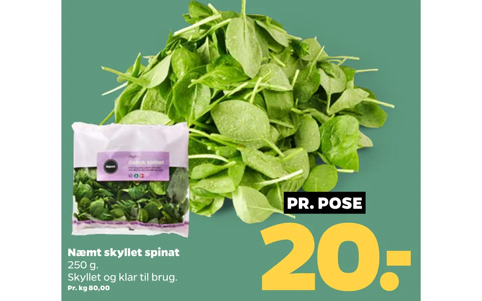 Næmt rinsed spinach