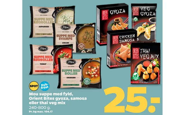 Mou Suppe Med Fyld, Orient Bites Gyoza, Samosa Eller Thai Veg Mix product image