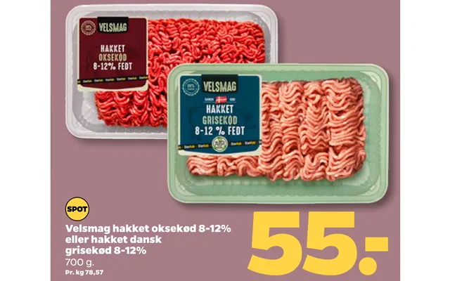 Velsmag Hakket Oksekød 8-12% Eller Hakket Dansk Grisekød 8-12% product image