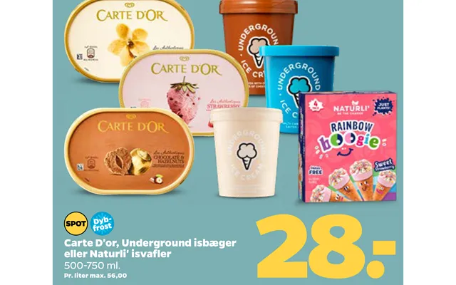 Carte d or, underground isbæger or naturli ice cream cones product image