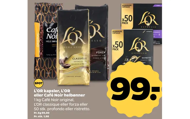 Or cafe noir helbønner product image