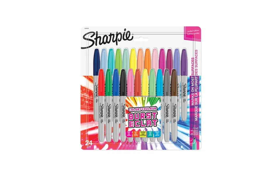 Sharpie permanent markers fine tip farveeksplosions- og different original colors 24 pieces