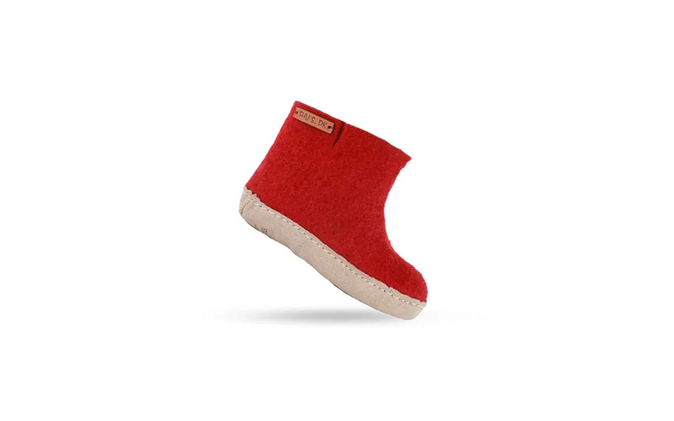 Uldstøvle children 100% clean wool - model red m sole in skins