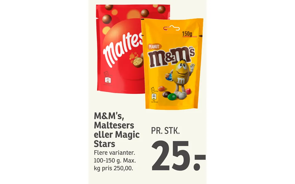 M&m’s, Maltesers Eller Magic Stars