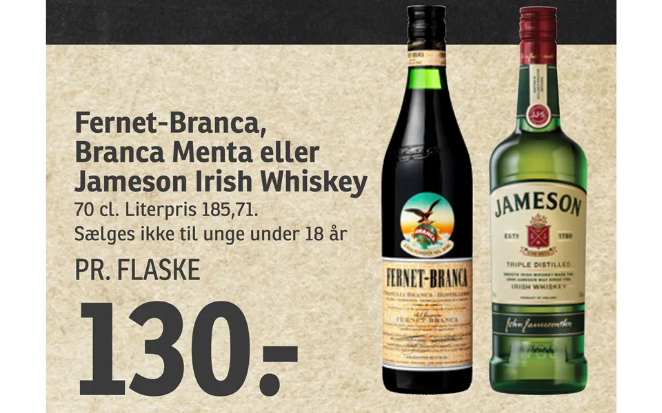 Fernet-branca, Branca Menta Eller Jameson Irish Whiskey