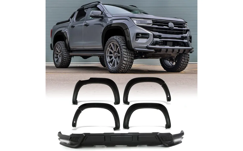 Vw Amarok Mk2 2023 Gloss Black Drl Front Splitter & Wide Arch Kit