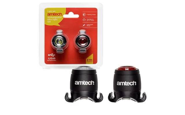 Amtech Usb Rechargeable Bike Light Set - Last One