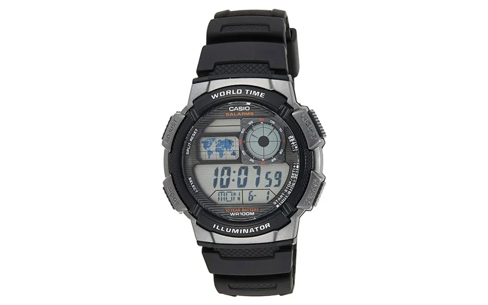 Casio Men's Ae1000w 1a2v Black Resin Quartz Watch With Digital Dial & 5 Alarms
