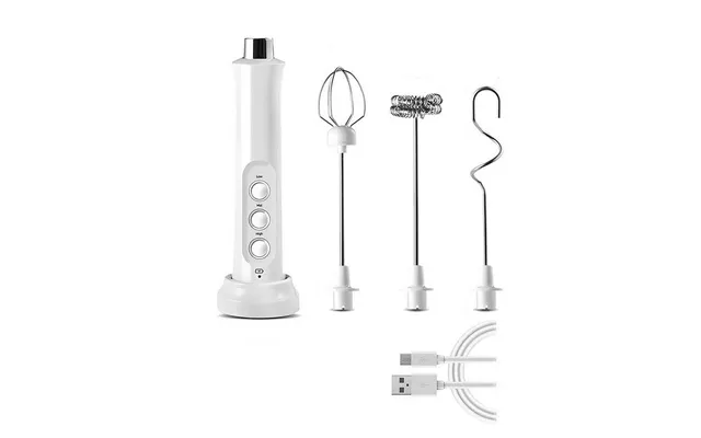 Evodx Handheld Rechargeable Milk Frother Whisk - 3 Heads