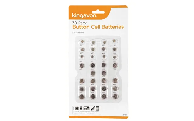 Kingavon Ag1, 3, 4, 10, 12, 13 Alkaline Button Cell Batteries - 30 Pack