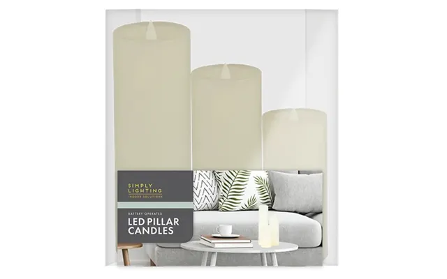 Simply Lighting Battery Operated Led Pillar Candle Lights - Set Of 3