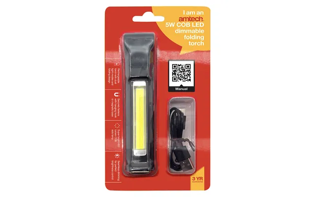 Amtech 5w Cob Led Dimmable Folding Torch
