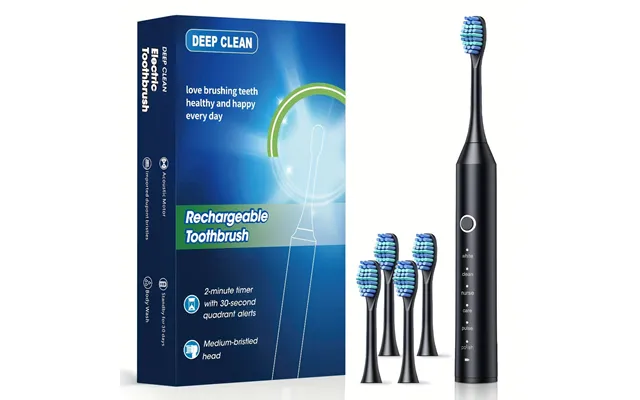 Evodx Electric Rechargable Toothbrush With 4 Brush Heads - Black product image