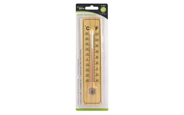 Green Blade Wooden Garden Thermometer