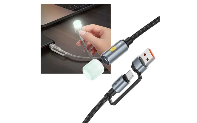 Hoco. Ua38c Usb A And Usb-c Type-c To Led Light Adapter Cable With Night Light Shade - 30cm