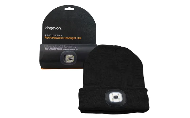 Kingavon Beanie Hat With Built-in 4 Smd Led Head Light, Head Lamp - 3 Mode Usb Rechargeable