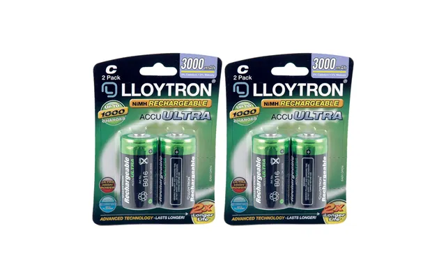 Lloytron C Cell Lr14 Rechargeable Batteries Nimh Accu Ultra 3000mah Capacity - 4 Pack