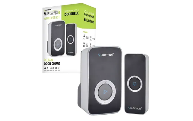 Lloytron Mip3 Wireless Door Bell Kit - 32 Melody Mains Chime Unit With Door Bell Push