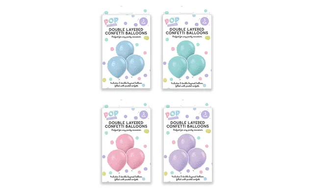 Pop Pastel Double Layered Confetti Balloons 3pk - Blue