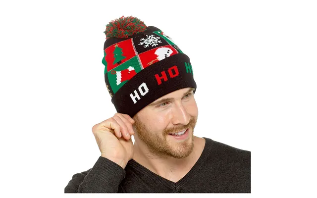 Rock Jock Adults Christmas Hat With Flashing Lights - Ho Ho Ho