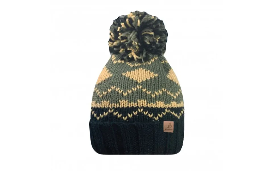 Rock Jock Adults Pom Pom Hat With Fleece Lining - Black Green