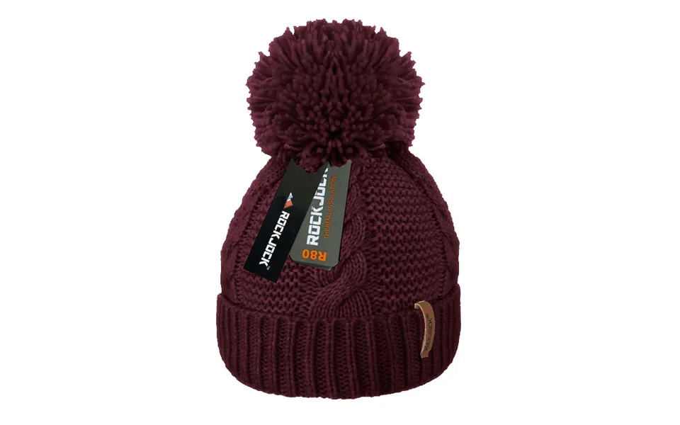 Rock Jock Adults Pom Pom Hat With Fleece Lining - Burgundy