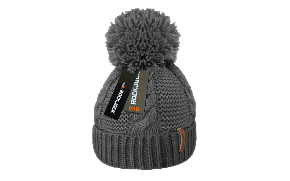 Rock Jock Adults Pom Pom Hat With Fleece Lining - Grey