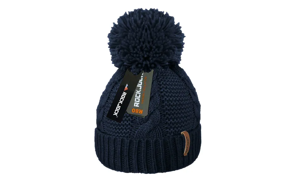 Rock Jock Adults Pom Pom Hat With Fleece Lining - Navy