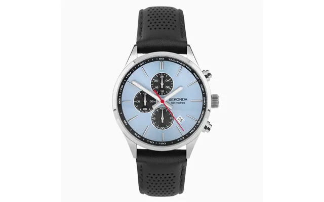 Sekonda Mens Endurance Dated Blue Dial With Silver Alloy Case & Black Leather Strap Watch - Last One