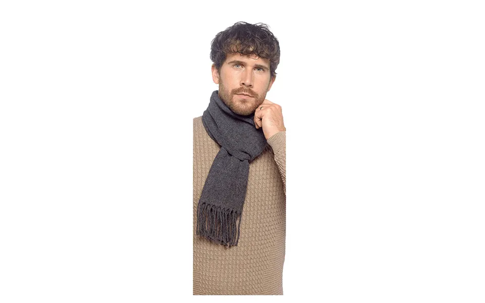 Tom Franks Plain Tassel Scarf - Grey