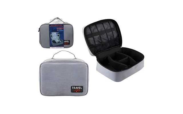 Travel Log Tech Organiser Packing Bag For Cables Plugs - Grey
