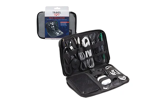 Travel Log Tech Organiser Packing Bag For Cables Watches - Grey