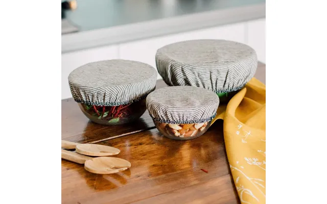 Striped Linen Bowl Covers - Set Of 3 By Helen Round