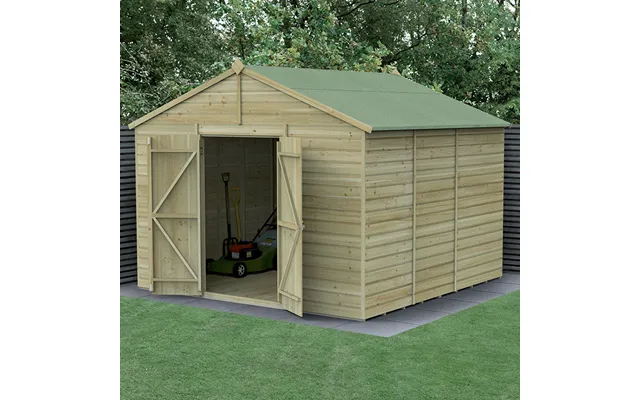 10' X 10' Forest Beckwood 25yr Guarantee Shiplap Pressure Treated Windowless Double Door Apex Wooden Shed 3