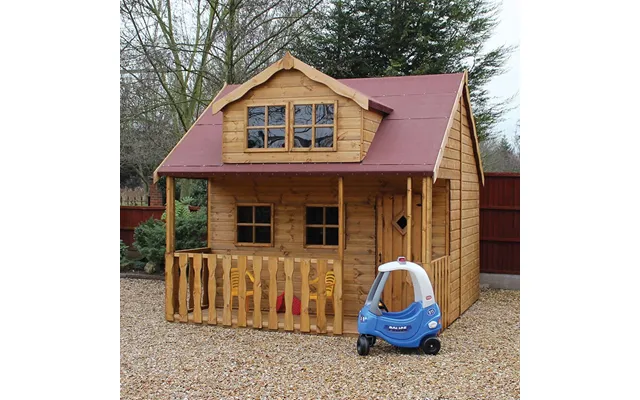 10' X 10' Traditional Swiss Cottage 2 Storey Kids Playhouse With Veranda product image