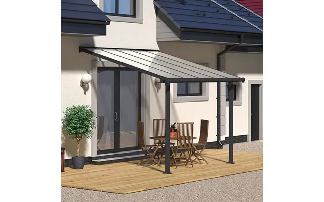 10x10 Palram Canopia Olympia Grey Patio Cover With Clear Panels