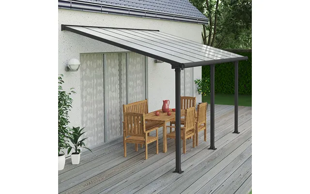 10x14 Palram Canopia Olympia Grey Patio Cover With Clear Panels