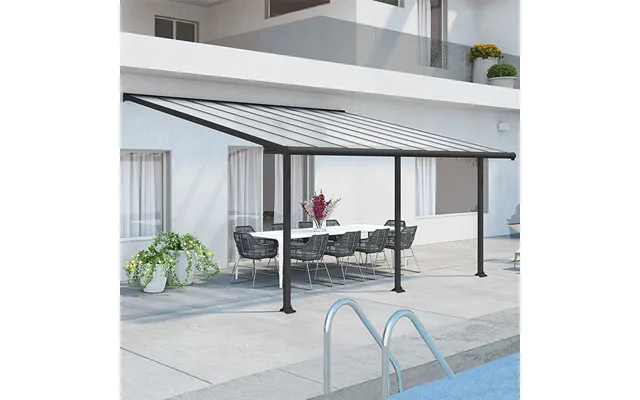 10x18 Palram Canopia Olympia Grey Patio Cover With Clear Panels