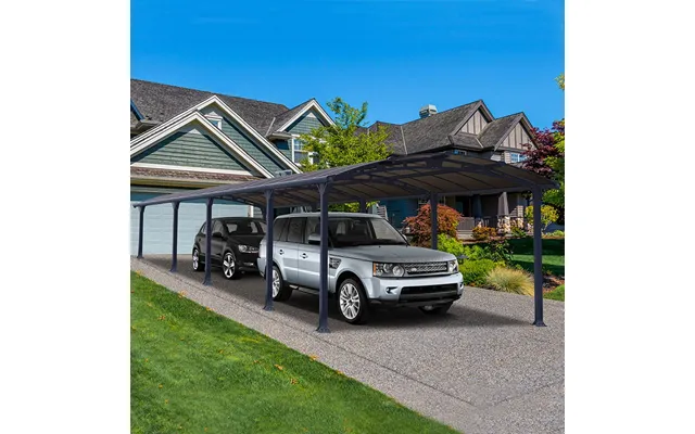 12' X 35' Palram Canopia Arcadia 10600 Grey Metal Carport 3.59m X 10
