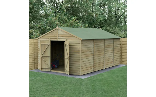 15' X 10' Forest 4life 25yr Guarantee Overlap Pressure Treated Windowless Double Door Apex Wooden Shed 4
