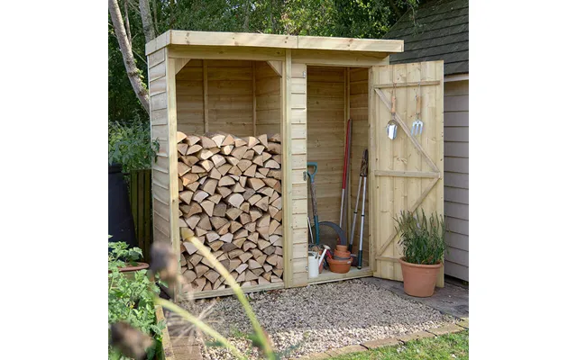 5'12 X 2'10 Forest Pent Medium Overlap Logstore With Tool Storage 1
