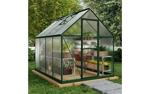 6' X 8' Palram Canopia Mythos Walk In Green Polycarbonate Greenhouse 1