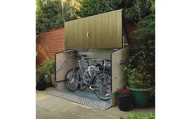 6'4 X 2'9 Trimetals Protect.a.cycle Metal Bike Shed With Ramp - Green 1