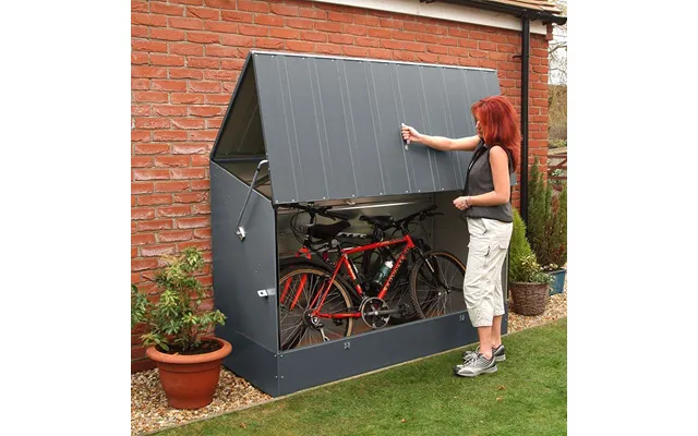 6'4 X 2'9 Trimetals Ramped Metal Bike Shed - Anthracite 1.96m X 0