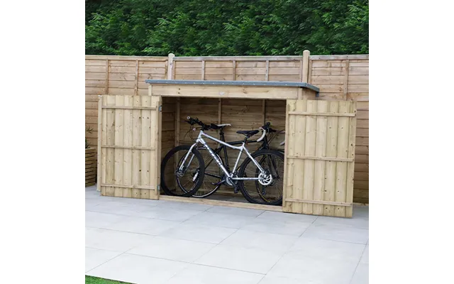 6'5 X 2'10 Bike Shed Â Forest Pressure Treated Double Door Pent Bike Store No Floor